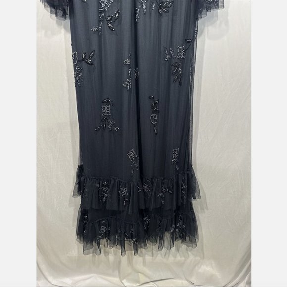 NWT $698 Mac Duggal [ 16W ] Embellished Flutter Tiered Long‎ Sleeve Gown Q634 - Picture 16 of 16